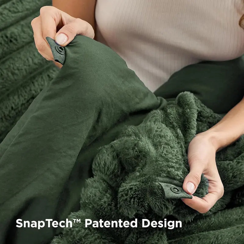 6 Pieces Gentlesoft 2-in-1 Detachable Comforter Set with Fluffy Blanket, SnapTech Design, All Season Bedding