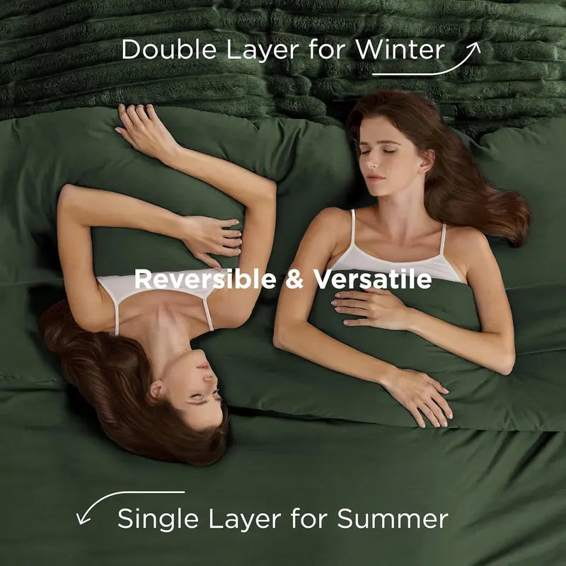 6 Pieces Gentlesoft 2-in-1 Detachable Comforter Set with Fluffy Blanket, SnapTech Design, All Season Bedding