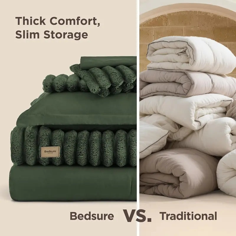 6 Pieces Gentlesoft 2-in-1 Detachable Comforter Set with Fluffy Blanket, SnapTech Design, All Season Bedding